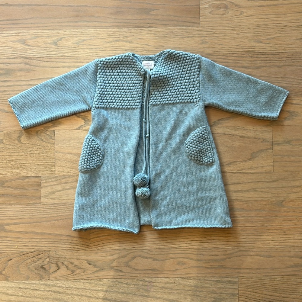 Bonnet a pompon textured knit long sweater jackets size 2T 2-3 years